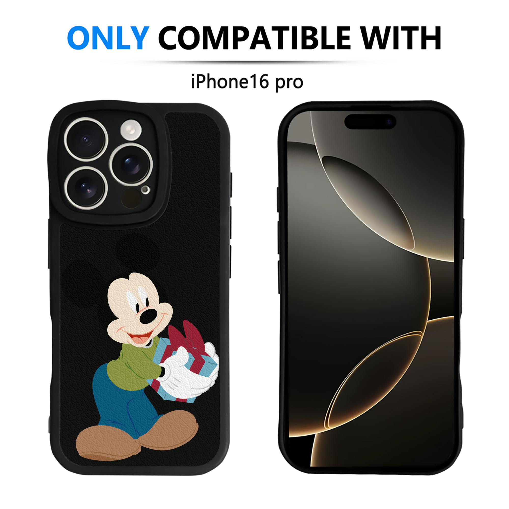 （画像用） ミッキーマウス Mickey Mouse 【iPhone 16シリーズ対応】シリコンスマホケース（レザー調） 材質：シリコン